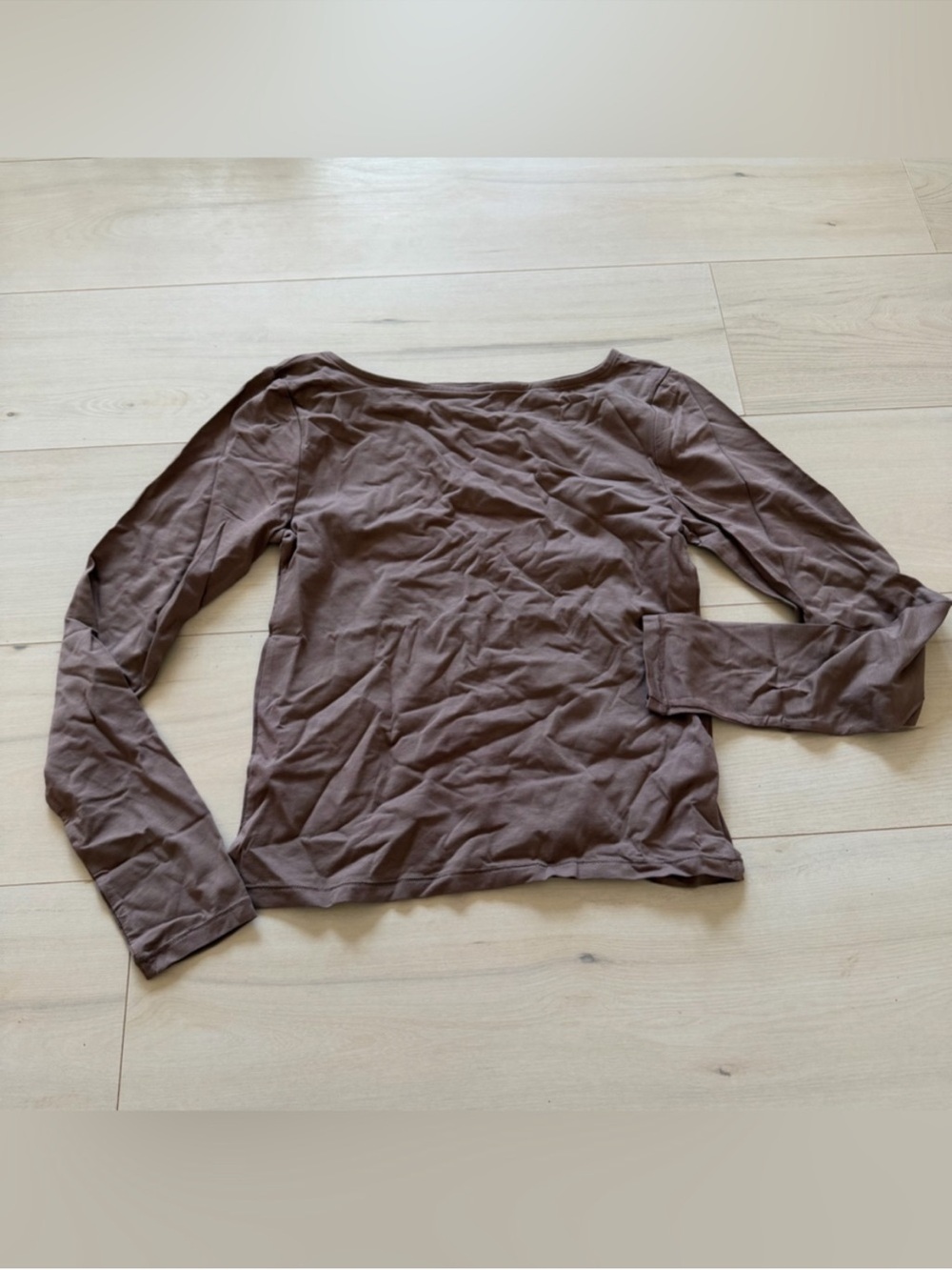 Everyday Long Sleeve Boatneck Top - Brown